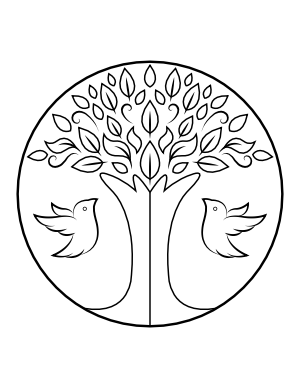 Birds and Tree of Life Coloring Page