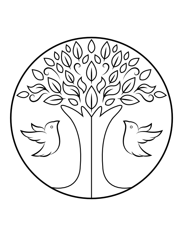 Birds and Tree of Life Coloring Page