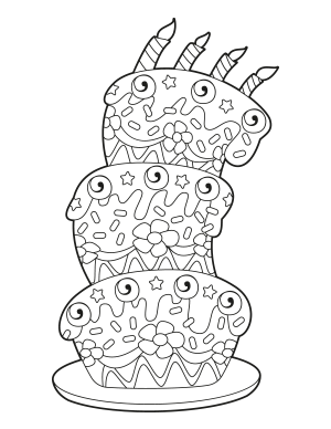 Birthday Cake Coloring Page