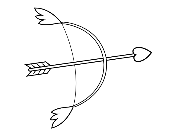 Bow and Heart Arrow Coloring Page