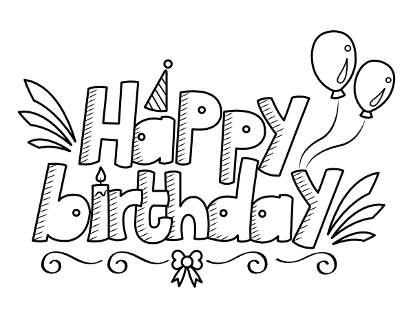 Printable Bubble Letter Happy Birthday Coloring Page