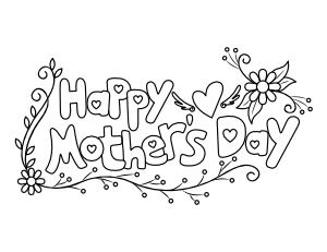 Bubble Letter Happy Mother's Day Coloring Page