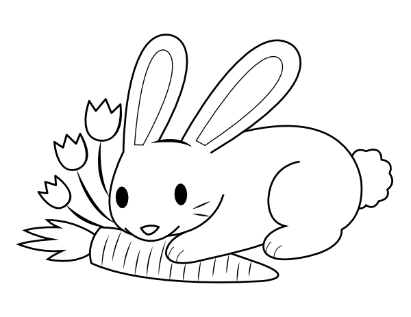Bunny And Carrot Coloring Page