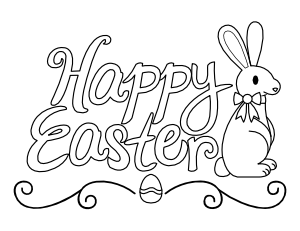Bunny Happy Easter Coloring Page