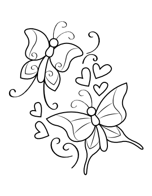 Butterflies and Hearts Coloring Page