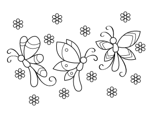 Butterflies and Tiny Flowers Coloring Page
