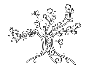 Butterflies and Tree of Life Coloring Page