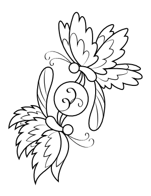 Butterflies Side View Coloring Page