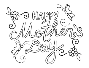 Butterfly Happy Mother's Day Coloring Page
