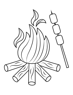 Campfire with Marshmallows Coloring Page