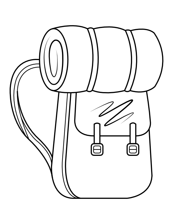 Camping Backpack Coloring Page