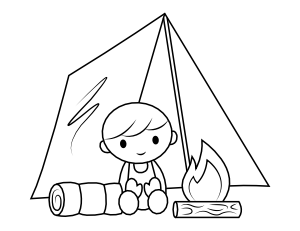 Camping Boy Coloring Page