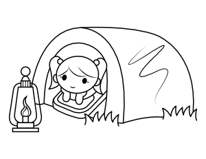 Camping Girl Coloring Page