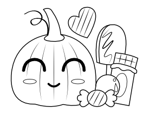 Candy and Jack-o'-lantern Coloring Page