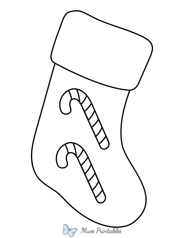 Candy Cane Christmas Stocking Coloring Page