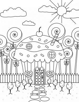 Candy House Coloring Page