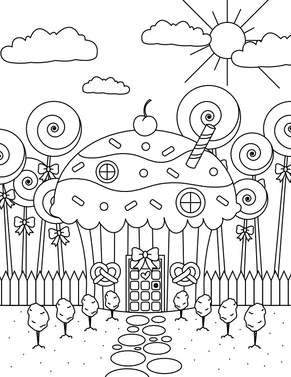 Candy House Coloring Page : Vector Illustration Vector Photo Free Trial