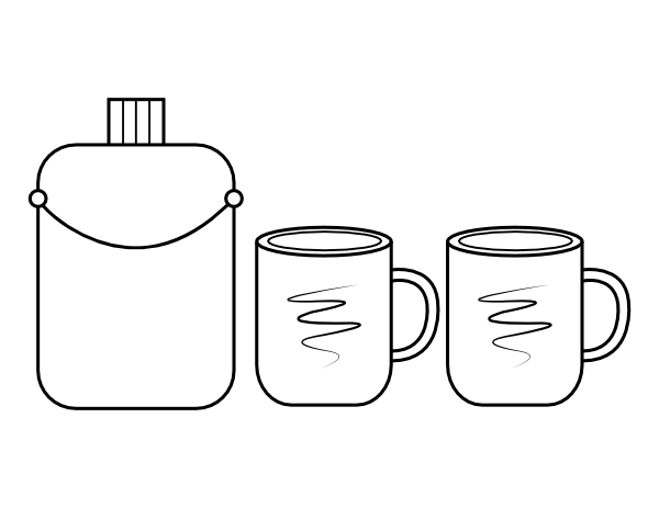 Canteen and Mugs Coloring Page