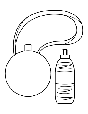 Canteen and Water Bottle Coloring Page