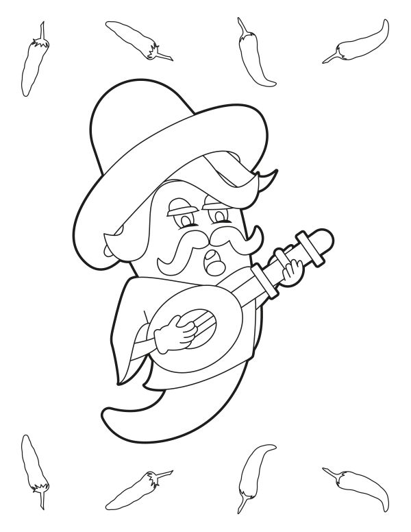 Cartoon Chili Pepper Coloring Page