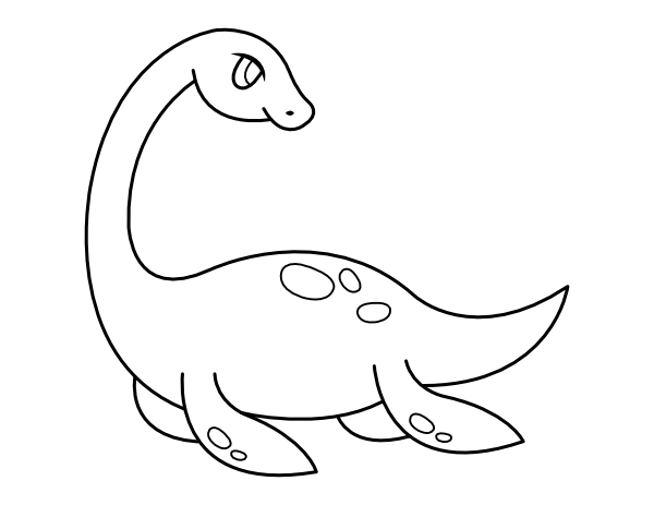 Cartoon Plesiosaurus Coloring Page