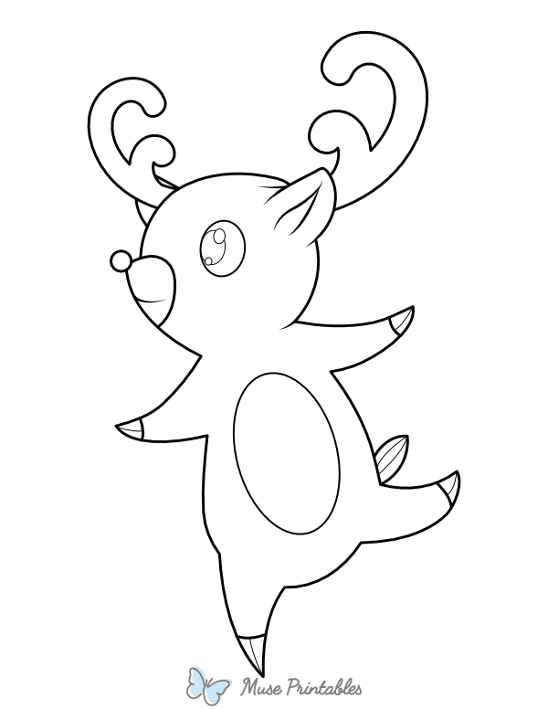 Cartoon Reindeer Dancing Coloring Page