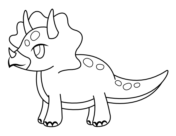 Cartoon Triceratops Coloring Page