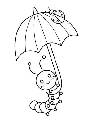 Caterpillar with Umbrella Coloring Page