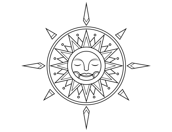 Celestial Compass Coloring Page