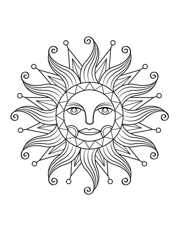 Celestial Sun Coloring Page