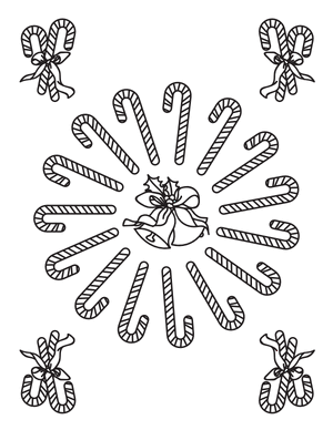 Christmas Bells and Candy Canes Coloring Page