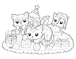 Christmas Cat Coloring Pages Coloring And Drawing