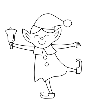 Christmas Elf With Bell Coloring Page