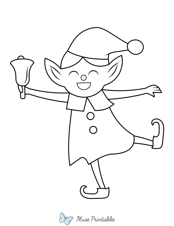 Christmas Elf With Bell Coloring Page