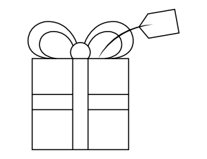 Christmas Gift with Tag Coloring Page