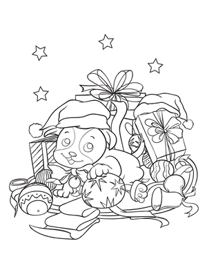 Christmas Puppy Coloring Page