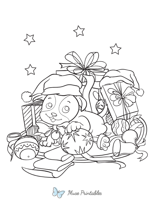 Christmas Puppy Coloring Page