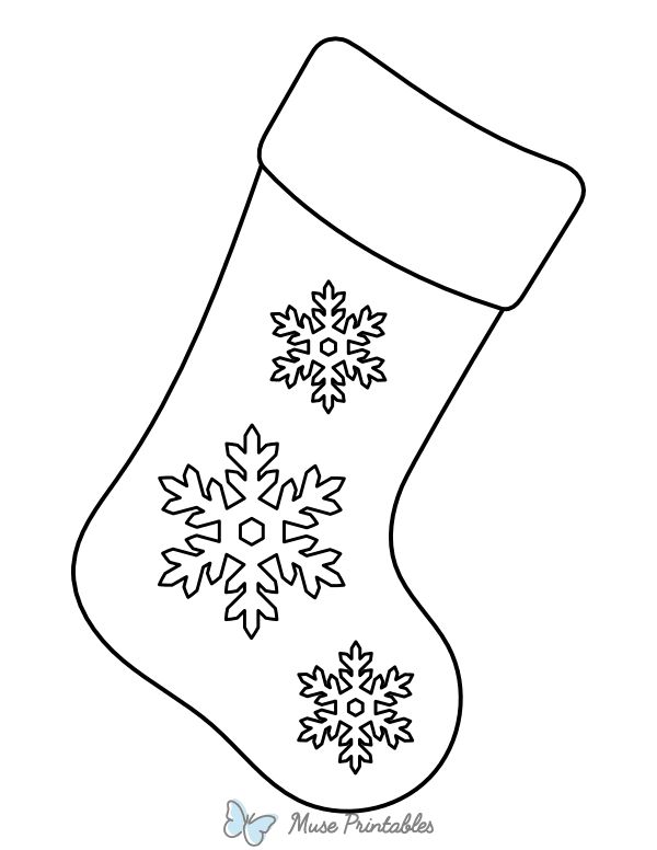 Christmas Stocking Decorated With Snowflakes Coloring Page