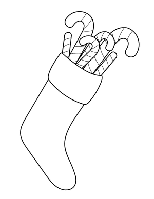 Christmas Stocking Filled With Candy Canes Coloring Page