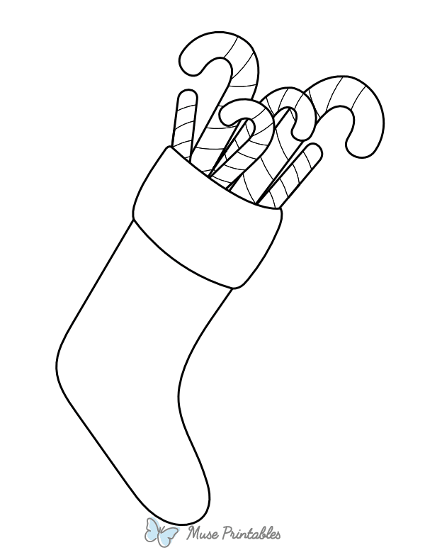 Christmas Stocking Filled With Candy Canes Coloring Page