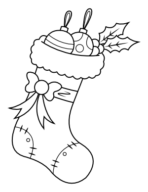 Christmas Stocking with Bow Coloring Page