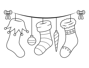 Christmas Stockings and Ornaments Coloring Page