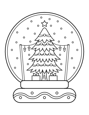 Christmas Tree Snow Globe Coloring Page