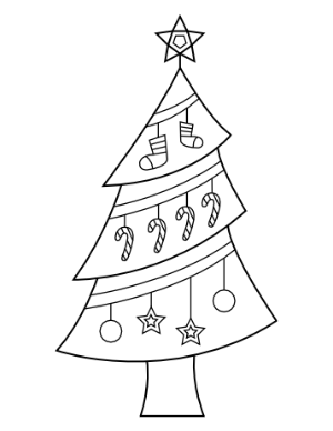 Christmas Tree With Candy Canes Coloring Page