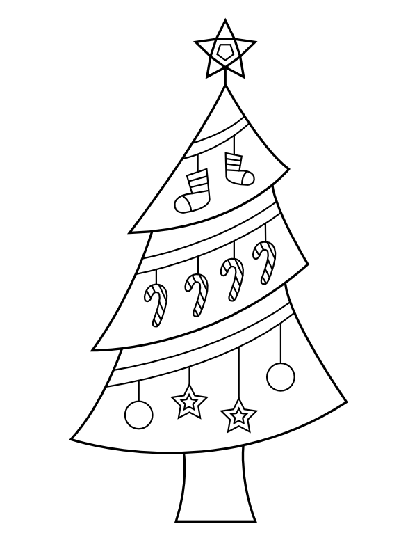 Christmas Tree With Candy Canes Coloring Page