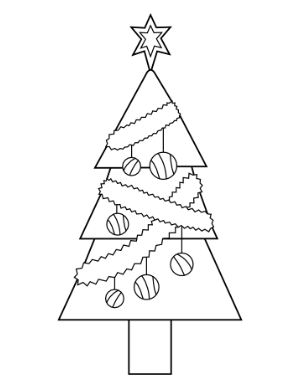 Christmas Tree With Garland and Ornaments Coloring Page