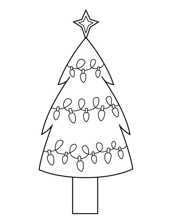 printable christmas tree with lights coloring page