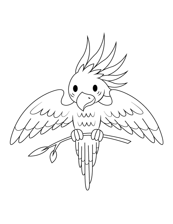 Cockatoo Carrying A Twig Coloring Page
