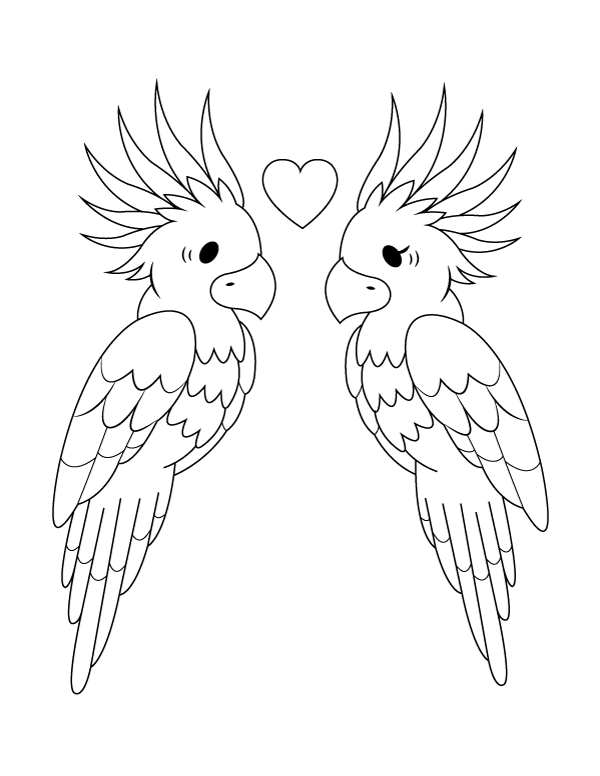 Cockatoo Couple Coloring Page