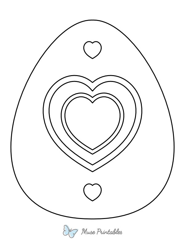 Concentric Hearts Easter Egg Coloring Page